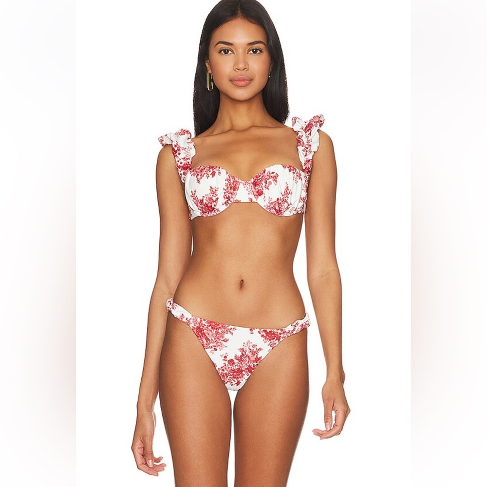 LPA Zella Bikini in Red Cream Floral -  Small (Top) / Medium (Bottom) Never Worn